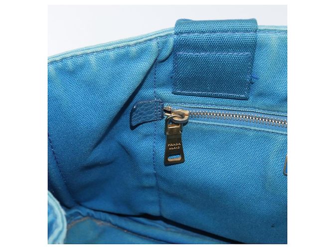 PRADA Canapa MM Borsa a mano in tela azzurro chiaro oro Auth 178585 D'oro Blu chiaro - vista 19