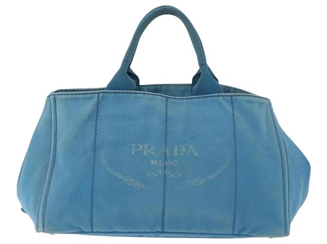 PRADA Canapa MM Borsa a mano in tela azzurro chiaro oro Auth 178585 D'oro Blu chiaro - vista 2