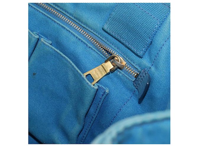 PRADA Canapa MM Borsa a mano in tela azzurro chiaro oro Auth 178585 D'oro Blu chiaro - vista 21