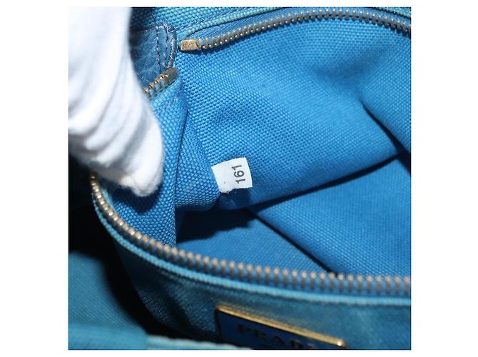 PRADA Canapa MM Borsa a mano in tela azzurro chiaro oro Auth 178585 D'oro Blu chiaro - vista 23