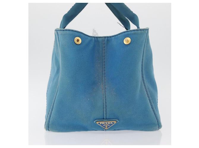 PRADA Canapa MM Borsa a mano in tela azzurro chiaro oro Auth 178585 D'oro Blu chiaro - vista 5