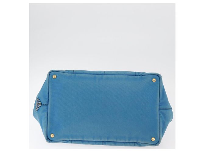 PRADA Canapa MM Borsa a mano in tela azzurro chiaro oro Auth 178585 D'oro Blu chiaro - vista 9