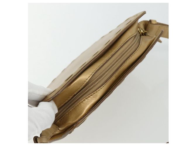 Bolsa de Ombro em Couro Dourado Bottega Veneta Auth bs34935 - vista 6