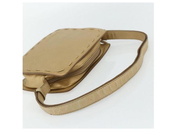 Bolsa de Ombro em Couro Dourado Bottega Veneta Auth bs34935 - vista 7