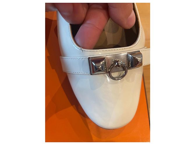 Bailarinas Hermès cuero charol blanco - vista 11