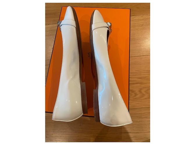 Bailarinas Hermès cuero charol blanco - vista 6