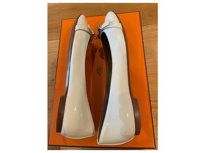 Bailarinas Hermès cuero charol blanco - vista 7