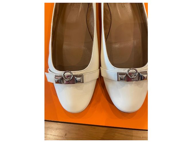 Bailarinas Hermès cuero charol blanco - vista 8