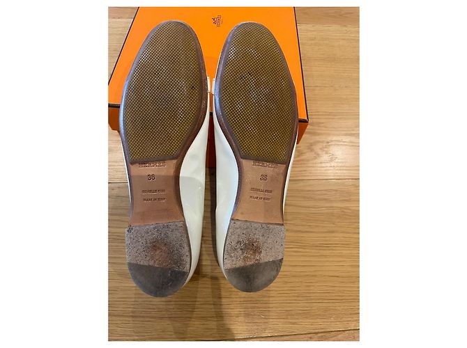 Bailarinas Hermès cuero charol blanco - vista 9