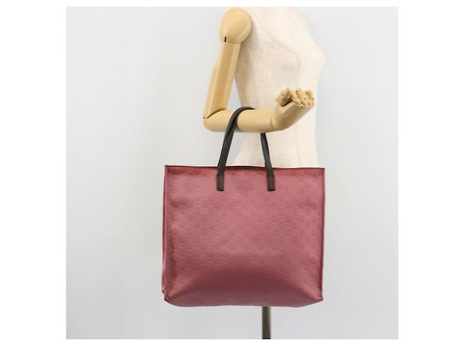 GUCCI GG Canvas Tote Bag Nylon Pink Silber 355732 Auth BA12380 - Ansicht 23