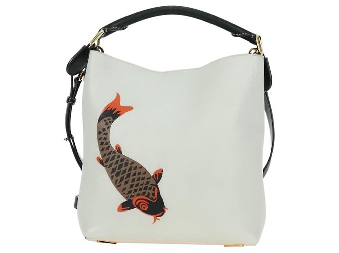 Bolsa de Ombro LOEWE em Couro 2 em 1 Branco Ouro Auth 177982SM Dourado - vista 13