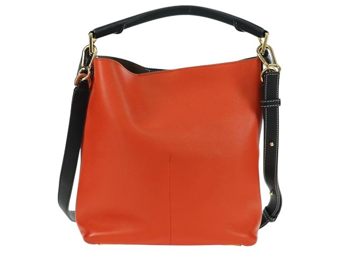 Bolsa de Ombro LOEWE em Couro 2 em 1 Branco Ouro Auth 177982SM Dourado - vista 2