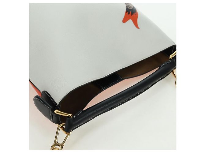 Bolsa de Ombro LOEWE em Couro 2 em 1 Branco Ouro Auth 177982SM Dourado - vista 6