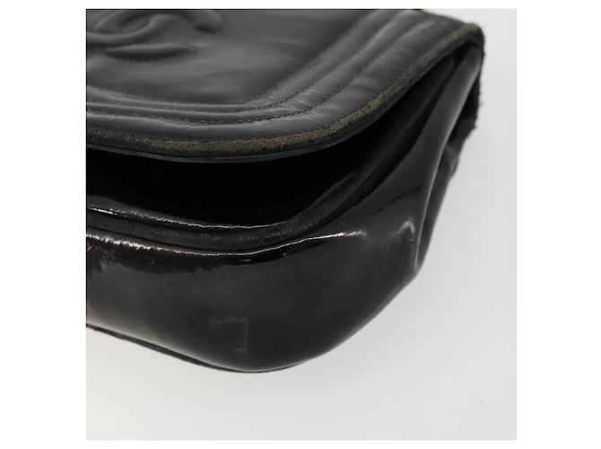 CHANEL COCO Borsa a Spalla Mark Chain Pelle Verniciata Nera Oro CC Auth 177993 Nero D'oro - vista 10