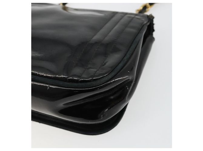 CHANEL COCO Borsa a Spalla Mark Chain Pelle Verniciata Nera Oro CC Auth 177993 Nero D'oro - vista 12