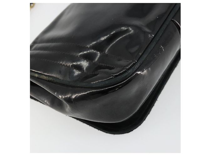CHANEL COCO Borsa a Spalla Mark Chain Pelle Verniciata Nera Oro CC Auth 177993 Nero D'oro - vista 13
