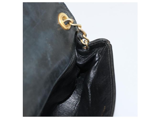 CHANEL COCO Borsa a Spalla Mark Chain Pelle Verniciata Nera Oro CC Auth 177993 Nero D'oro - vista 18