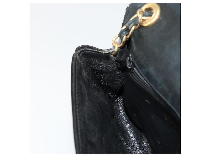 CHANEL COCO Borsa a Spalla Mark Chain Pelle Verniciata Nera Oro CC Auth 177993 Nero D'oro - vista 19