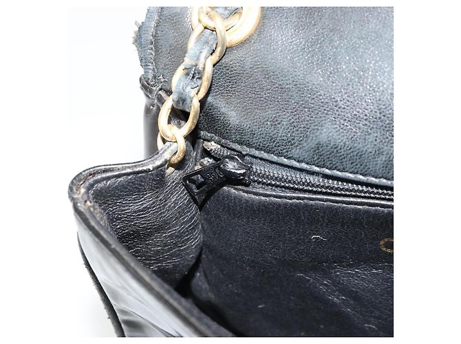 CHANEL COCO Borsa a Spalla Mark Chain Pelle Verniciata Nera Oro CC Auth 177993 Nero D'oro - vista 20