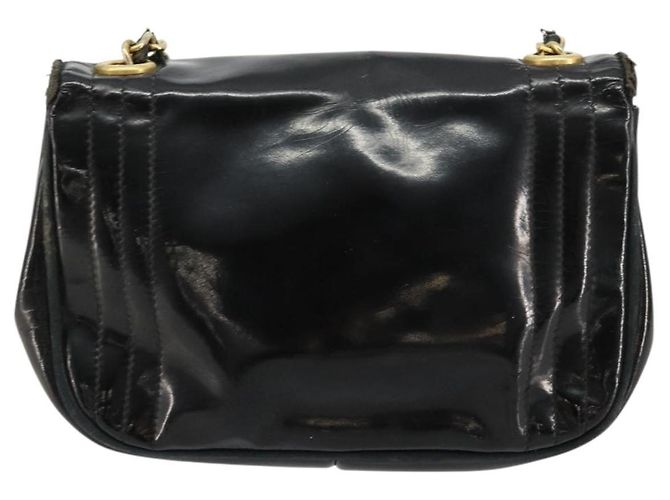 CHANEL COCO Borsa a Spalla Mark Chain Pelle Verniciata Nera Oro CC Auth 177993 Nero D'oro - vista 3