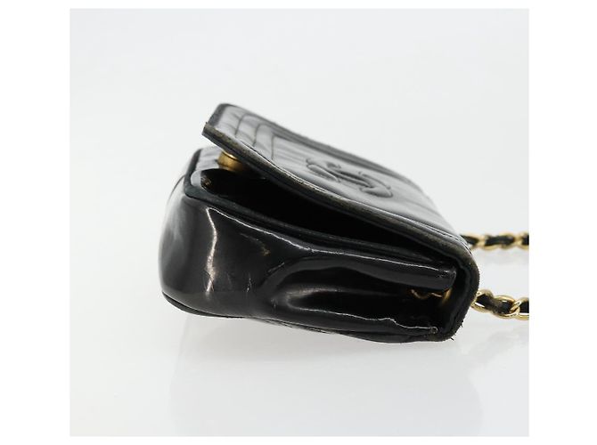 CHANEL COCO Borsa a Spalla Mark Chain Pelle Verniciata Nera Oro CC Auth 177993 Nero D'oro - vista 4