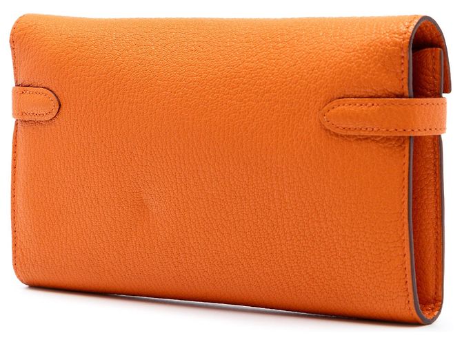 Cartera Larga Kelly en Chevre Mysore de Hermès Naranja - vista 2