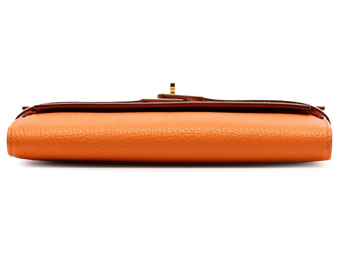 Cartera Larga Kelly en Chevre Mysore de Hermès Naranja - vista 3