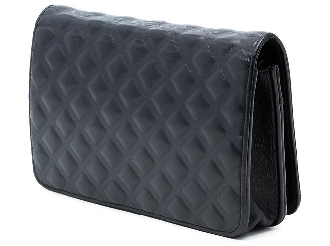 Wallet On Chain Chanel CC geprägte Lammleder Geldbörse mit Kette Schwarz - Ansicht 2