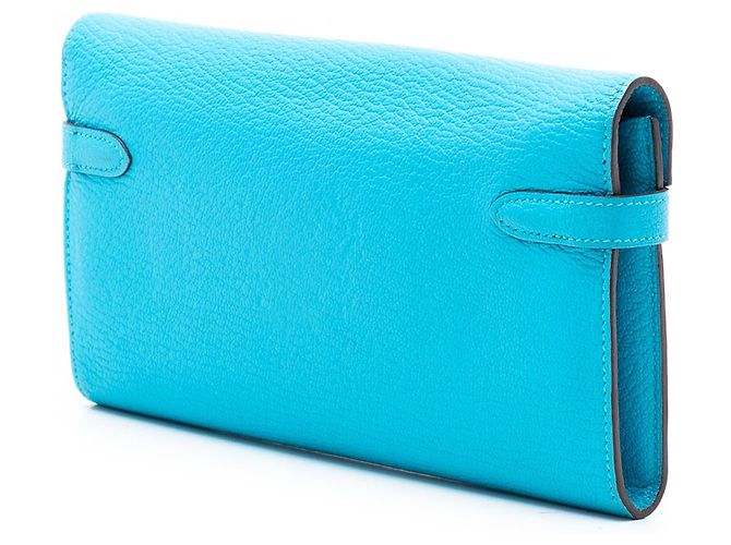 Cartera Larga Kelly en Chevre Mysore de Hermès Azul - vista 2