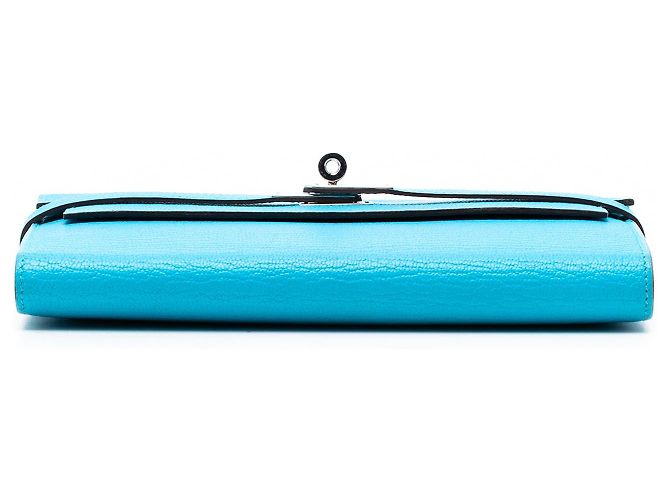Cartera Larga Kelly en Chevre Mysore de Hermès Azul - vista 3