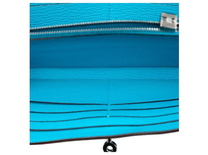 Cartera Larga Kelly en Chevre Mysore de Hermès Azul - vista 4