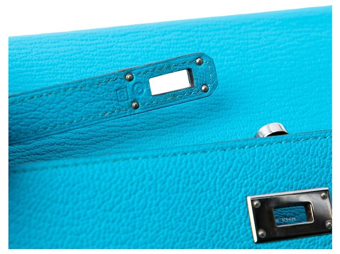 Cartera Larga Kelly en Chevre Mysore de Hermès Azul - vista 5