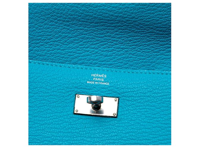 Cartera Larga Kelly en Chevre Mysore de Hermès Azul - vista 6