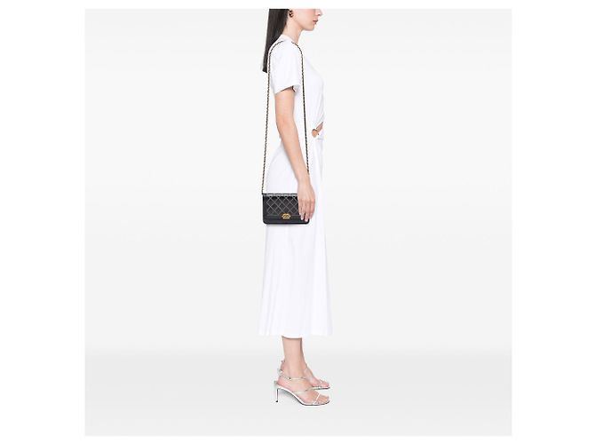 Chanel Matelassé Lammleder Double Stitch Boy Geldbörse mit Kette Schwarz - Ansicht 7