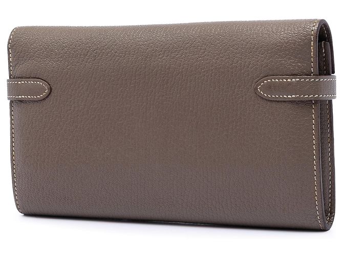 Cartera Larga Kelly en Chevre Mysore de Hermès Castaño - vista 2