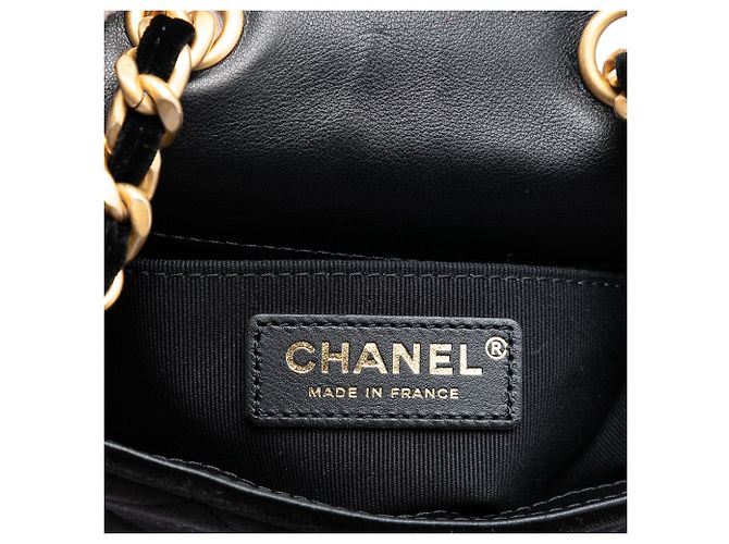 Chanel Mini Matelassé Velours Place Vendome Semplice chiusura Nero - vista 5