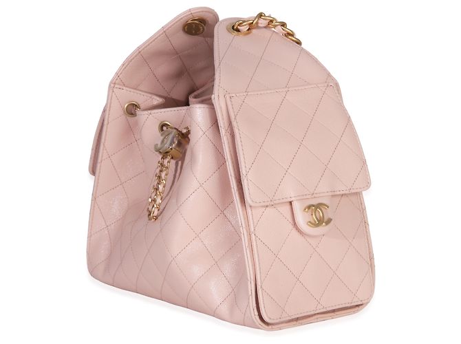 Borsa hobo Chanel 25 in caviar trapuntato rosa - vista 3