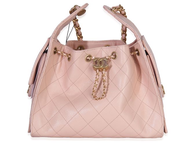 Borsa hobo Chanel 25 in caviar trapuntato rosa - vista 8
