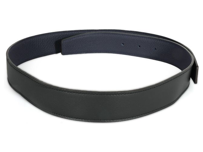 Cintura reversibile Hermès nera 135 e Bleu Nuit in Togo 32mm - vista 2