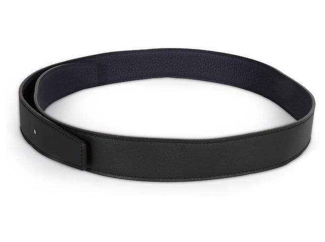 Cintura reversibile Hermès nera 135 e Bleu Nuit in Togo 32mm - vista 3