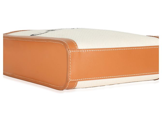 Céline Bolsa Cabas Mini Vertical em Lona Natural e Couro de Bezerro Celine Bege - vista 7