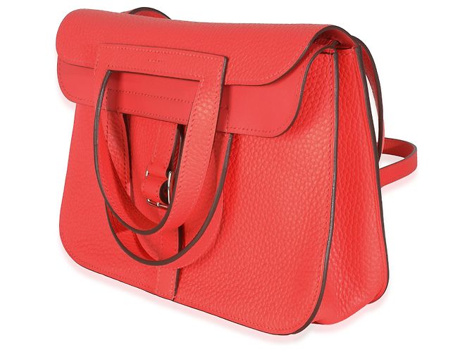 Hermès Rose Texas Clemence Halzan 25 PHW Rosa - vista 3