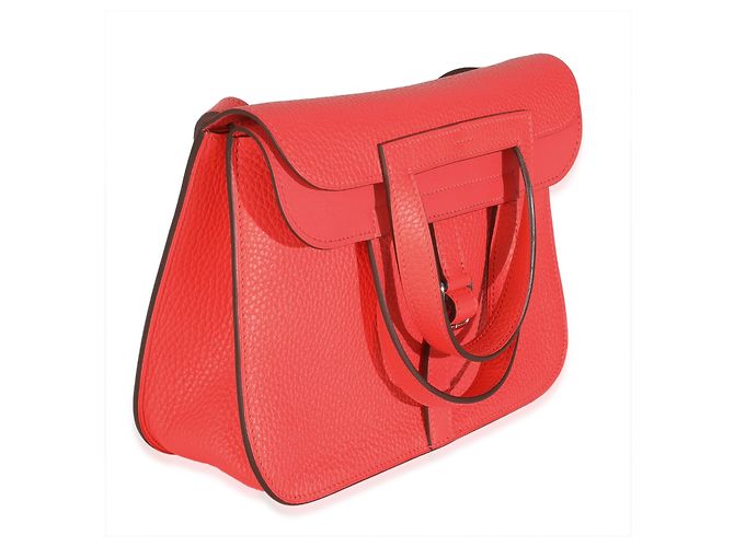 Hermès Rose Texas Clemence Halzan 25 PHW Rosa - vista 4