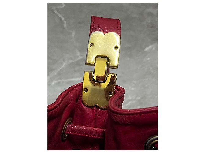 Borsa a secchiello Balenciaga in pelle trapuntata rossa Rosso - vista 10