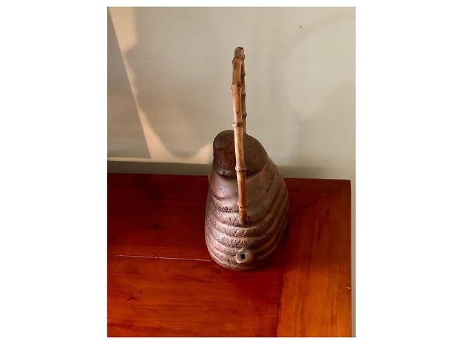 inconnue Okimono Japonais en Racine de Bambou Forme de Théière Ère Meiji Marron - vue 3