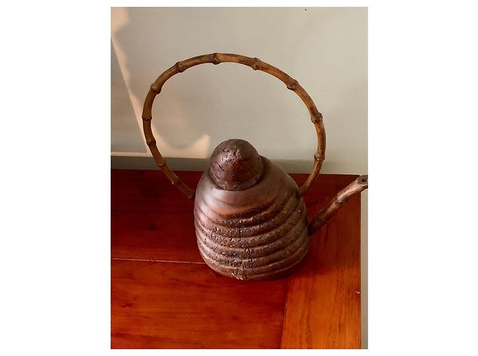 inconnue Okimono Japonais en Racine de Bambou Forme de Théière Ère Meiji Marron - vue 4