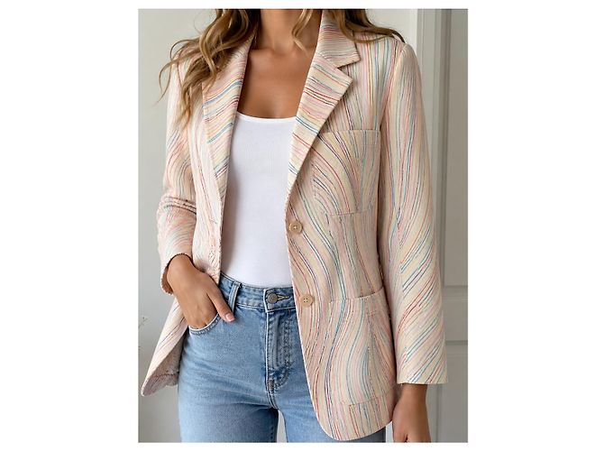 Giacca Paul Smith Linea Pink Cotone Ricamato Multicolore Rosa Blu Bianco sporco - vista 4