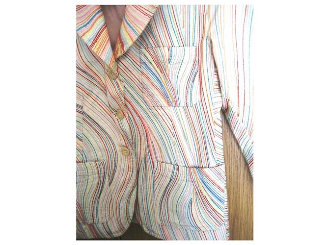 Giacca Paul Smith Linea Pink Cotone Ricamato Multicolore Rosa Blu Bianco sporco - vista 8