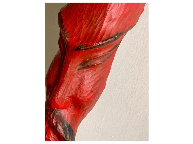 Autre Marque Jean PONS Sculpture Totem Bois Sculpté Polychrome Noir Rouge - vue 10