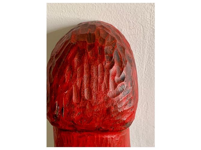 Autre Marque Jean PONS Sculpture Totem Bois Sculpté Polychrome Noir Rouge - vue 11